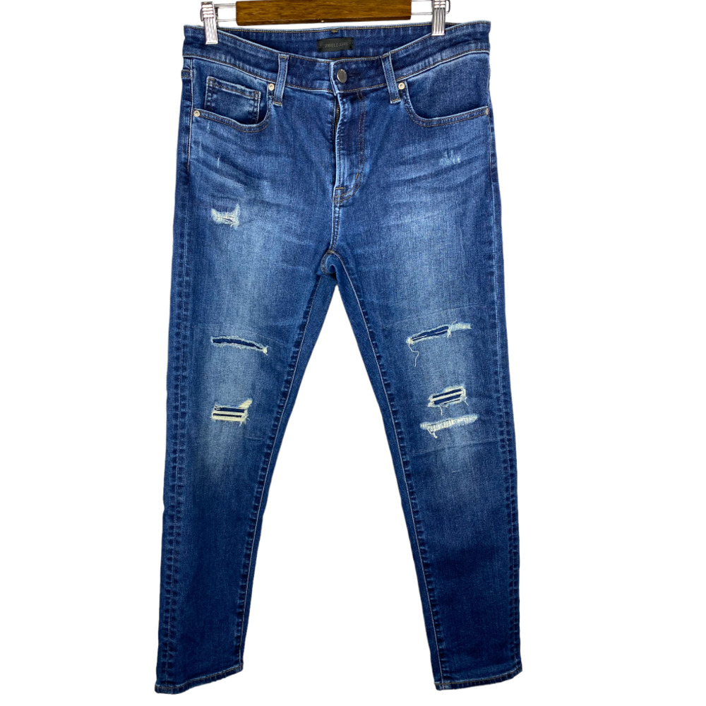 Uniqlo Womens Skinny Tapered Low Rise Ultra Stretch Distressed Jeans size 33